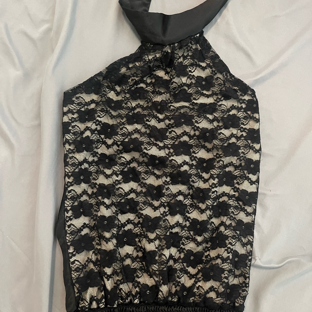 Black Lace Halter Top